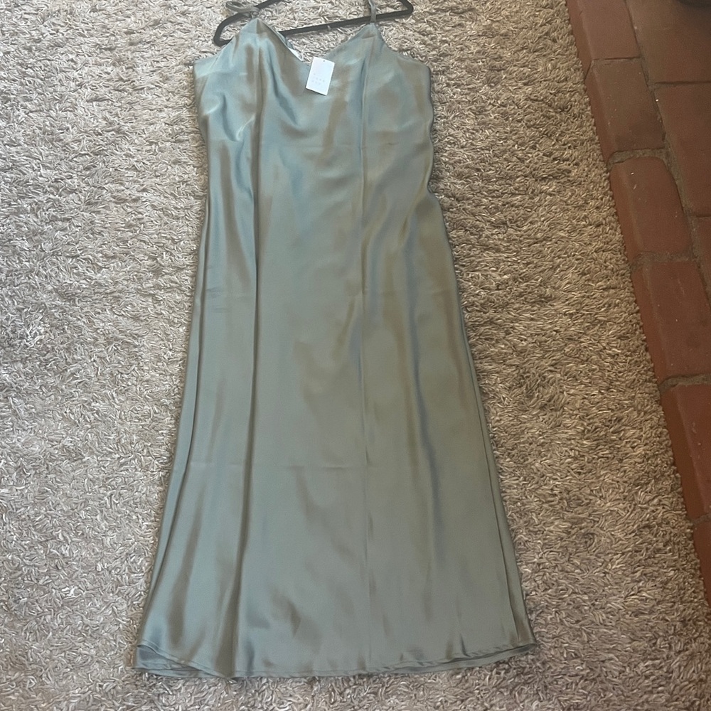 a new day Satin Slip Midi Dress in Sage